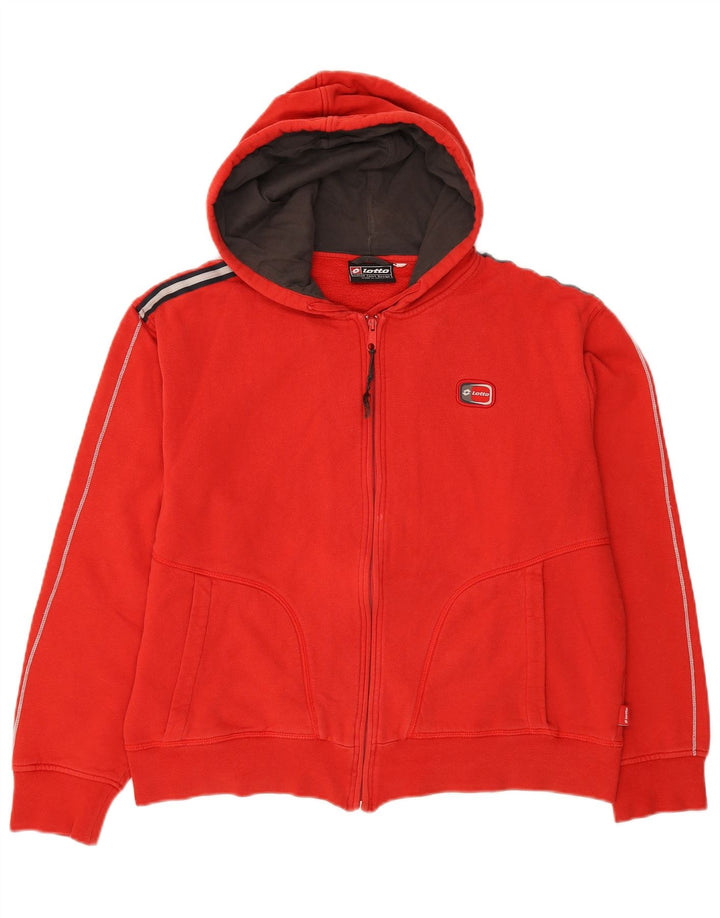 LOTTO Mens Zip Hoodie Sweater Medium Red Cotton