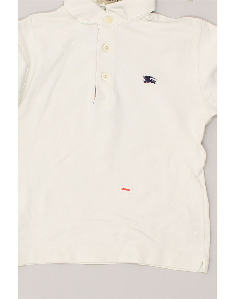 BURBERRY Boys Long Sleeve Polo Shirt 5-6 Years White Cotton Vintage Burberry and Second-Hand Burberry from Messina Hembry 