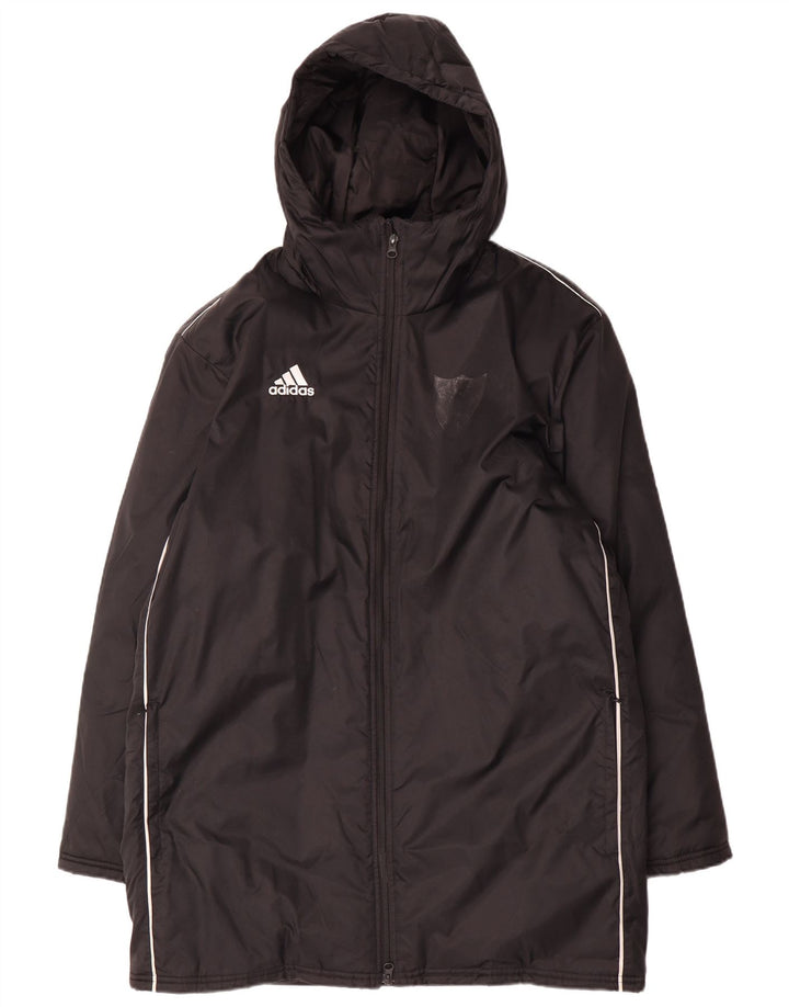 Adidas Mens Hooded Padded Coat UK 38 Medium Black Polyester