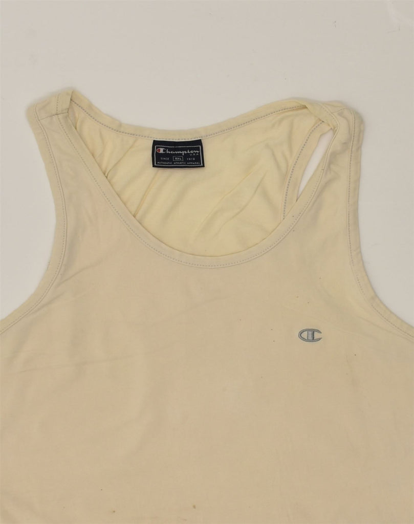 CHAMPION Boys Vest Top 13-14 Years  2XL Beige Cotton | Vintage Champion | Thrift | Second-Hand Champion | Used Clothing | Messina Hembry 