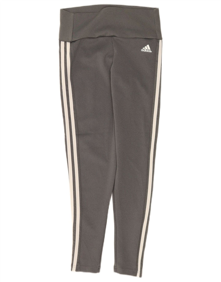 Adidas Womens Aeroready Crop Leggings UK 12/14 Medium  Grey Polyester