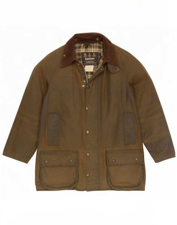 Barbour Mens Beaufort Waxed Cotton Jacket UK 42 Large Khaki