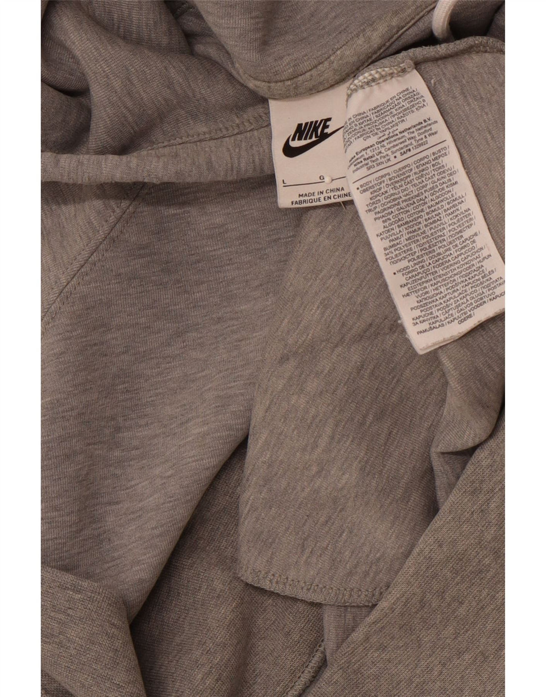 NIKE Mens Graphic Hoodie Jumper Large Grey Cotton