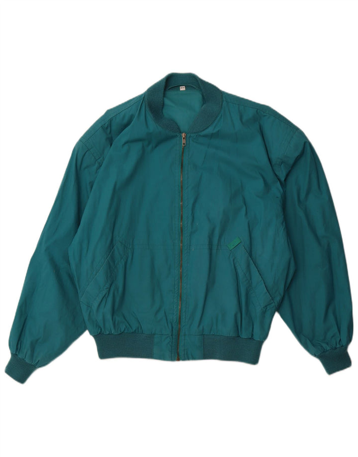 Vintage Mens Bomber Jacket EU 48 Medium Green Cotton