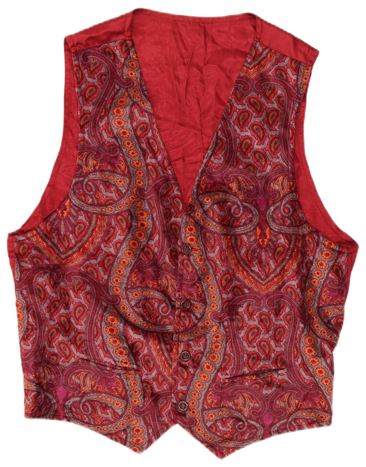 Vintage Mens Waistcoat Medium Burgundy Paisley