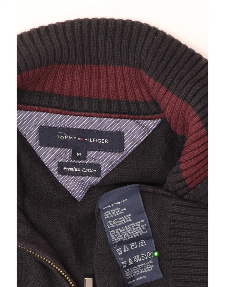 Tommy Hilfiger Mens Zip Neck Jumper Sweater Medium Navy Blue Cotton