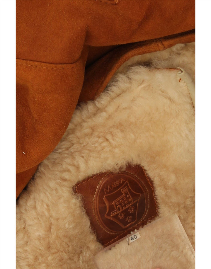Marika Mens Hooded Sherpa Suede Jacket UK 40 Large Brown
