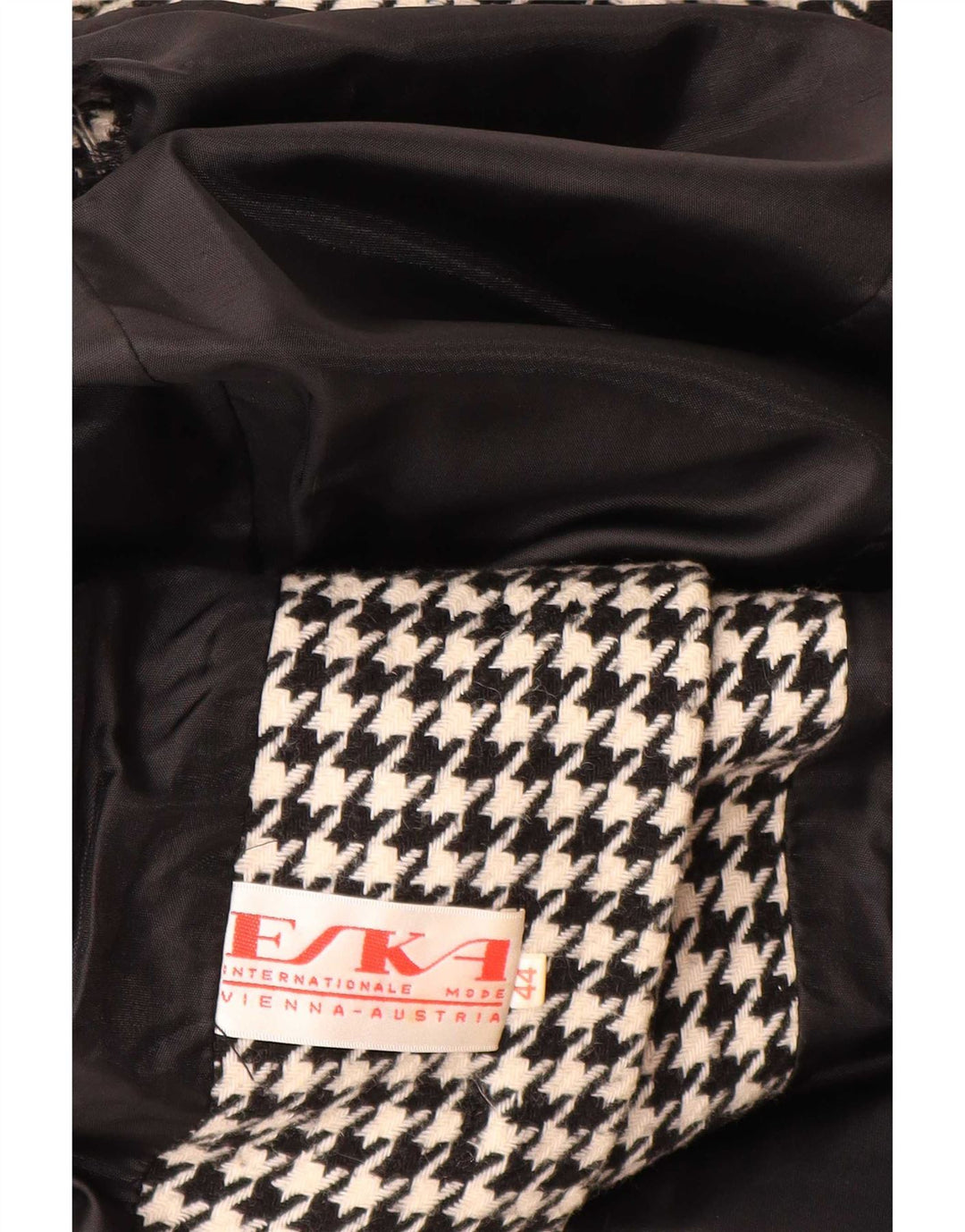 Vintage Womens 3 Button Blazer Jacket EU 44 XL Black Houndstooth