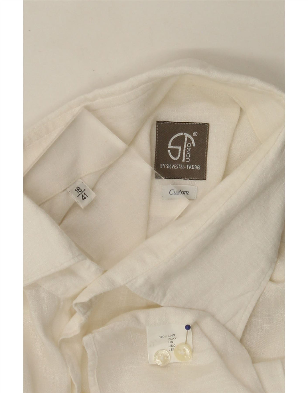 SILVESTRI -TEDDEI Mens Custom Fit Shirt Size 16 41 Large White Linen