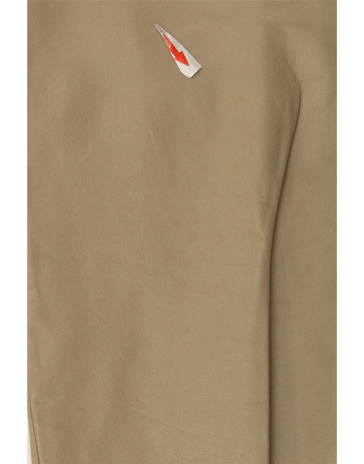C&A Womens Tapered Leather Trousers EU 40 Medium W28 L32 Beige Leather