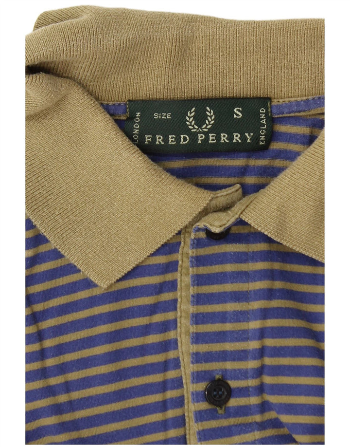 Fred Perry Mens Polo Shirt Small Navy Blue Pinstripe