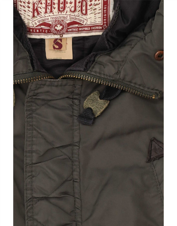 KHUJO Mens Hooded Parka Jacket UK 36 Small Green Polyester