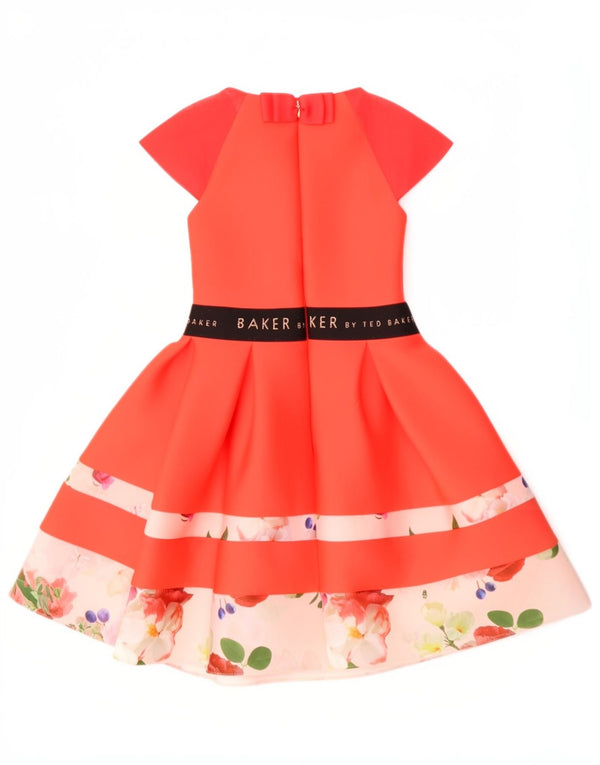Ted Baker Girls A-Line Dress 9-10 Years Red Floral Polyester Flower