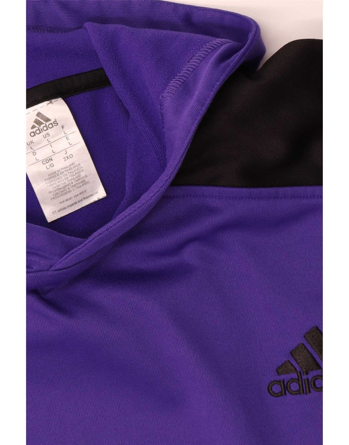 Adidas Mens Hoodie Jumper Large Purple Colourblock Polyester