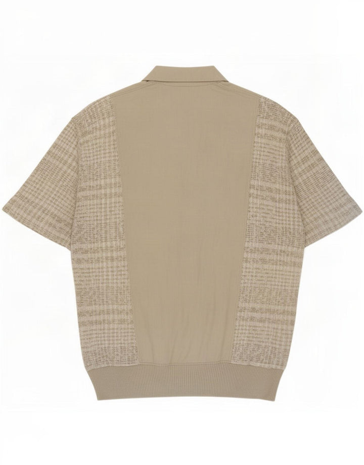 Vintage Mens Short Sleeve Pullover Shirt IT 48 Medium Beige Check