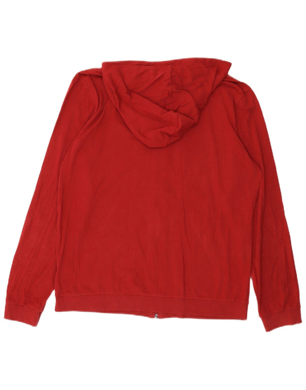 Hugo Boss Mens Zip Hoodie Sweater Large Burgundy Cotton
