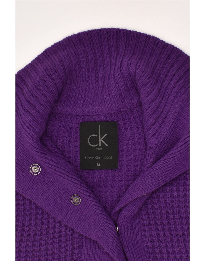 CALVIN KLEIN Womens Cardigan Sweater UK 12 Medium Purple Wool | Vintage Calvin Klein | Thrift | Second-Hand Calvin Klein | Used Clothing | Messina Hembry 