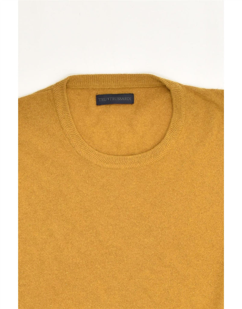 TRUSSARDI Mens Crew Neck Jumper Sweater 2XL Yellow Wool | Vintage Trussardi | Thrift | Second-Hand Trussardi | Used Clothing | Messina Hembry 