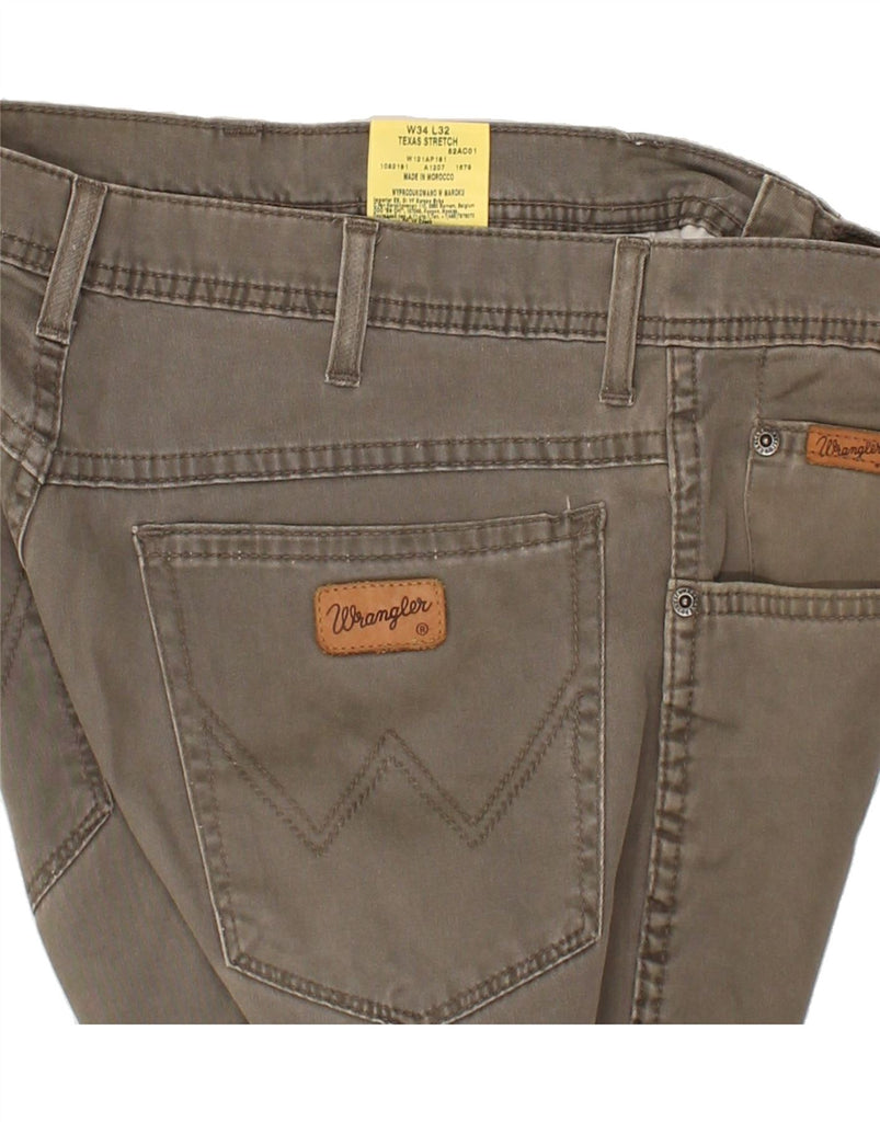 WRANGLER Mens Texas Stretch Straight Casual Trousers W34 L32 Grey Cotton | Vintage Wrangler | Thrift | Second-Hand Wrangler | Used Clothing | Messina Hembry 