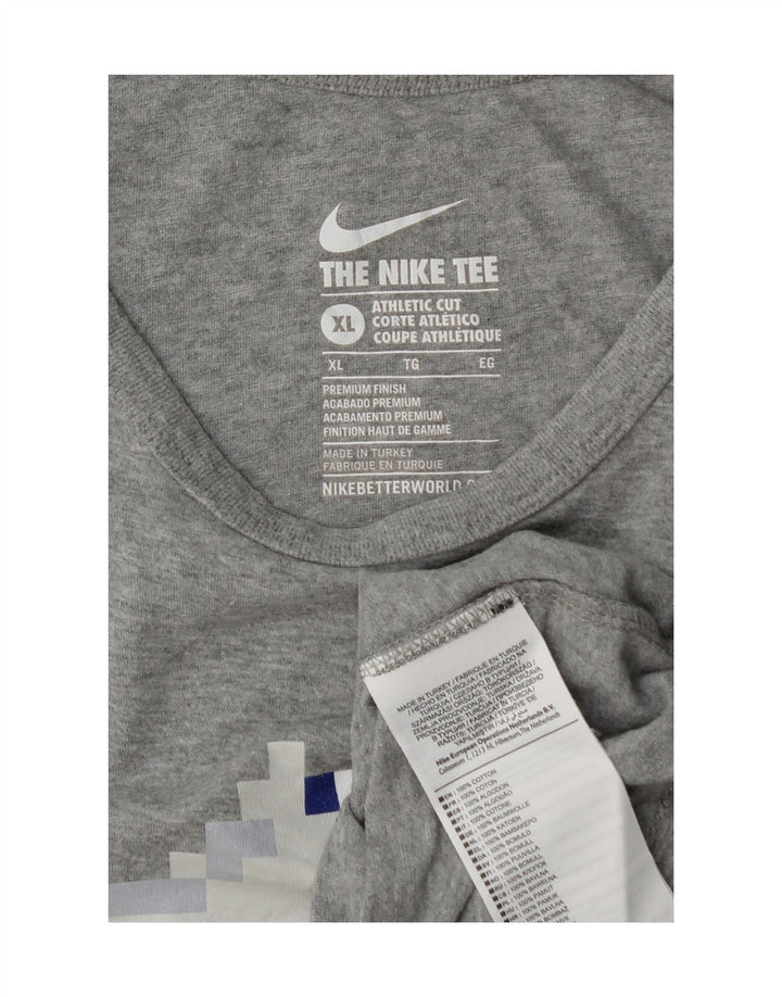 Nike Mens Athletic Cut Graphic T-Shirt Top XL Grey Flecked Cotton