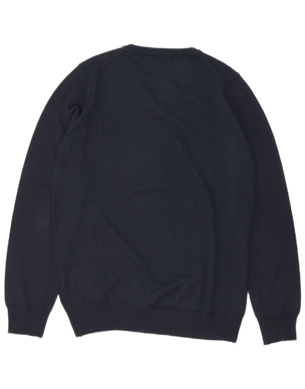 Rifle Mens V-Neck Jumper Sweater Small Navy Blue Acrylic