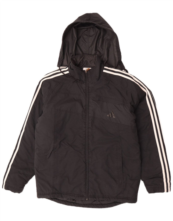 Adidas Mens Hooded Windbreaker Jacket UK 36 Small Black Polyamide