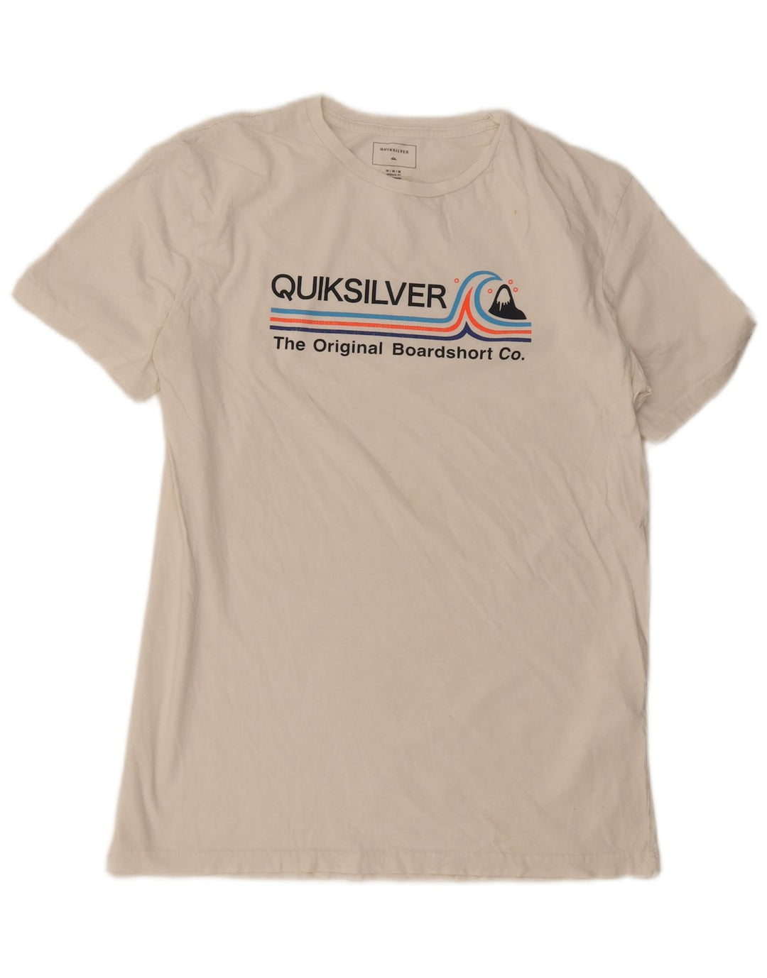 Quiksilver Mens Regular Fit Graphic T-Shirt Top Medium White Cotton