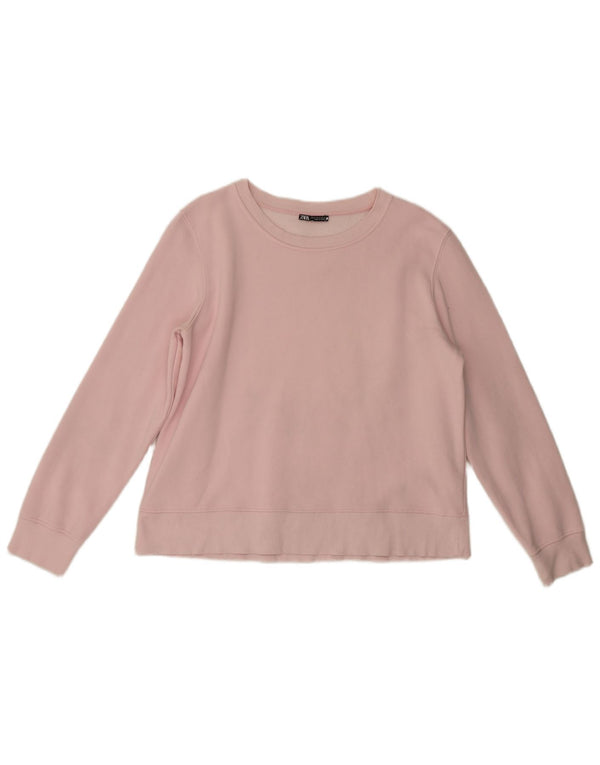 Zara Womens Sweatshirt Jumper UK 18 XL Pink Cotton