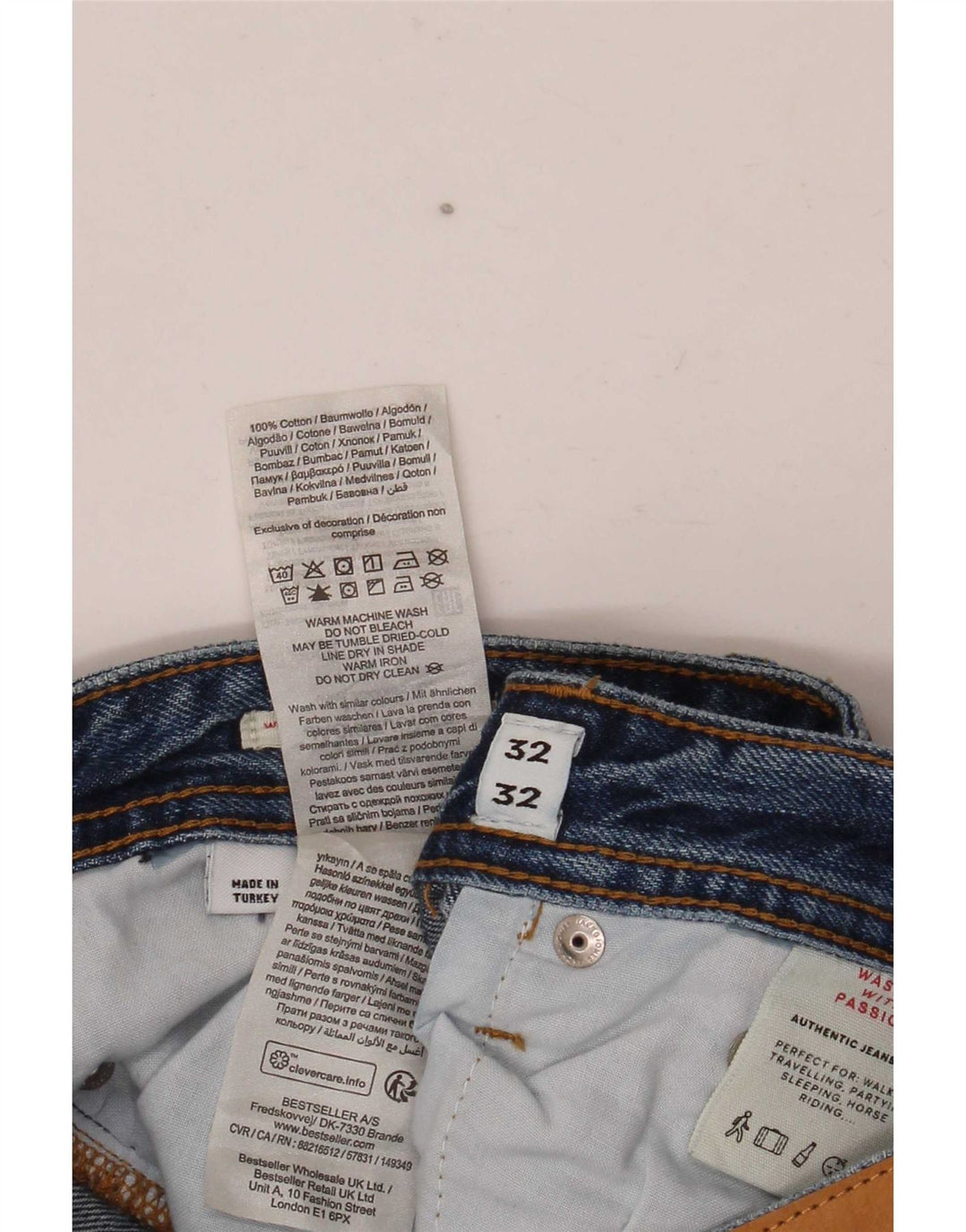 Jack & Jones Mens Straight Jeans W32 L32 Blue Cotton