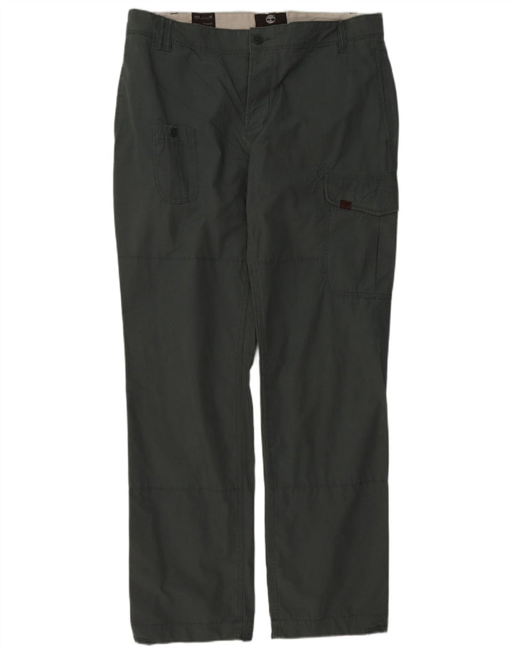 TIMBERLAND Mens Straight Cargo Trousers W36 L34 Green Cotton
