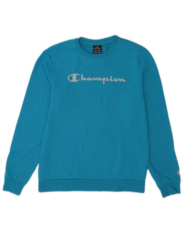Champion Boys Graphic Sweatshirt Jumper 15-16 Years 2XL Blue Cotton