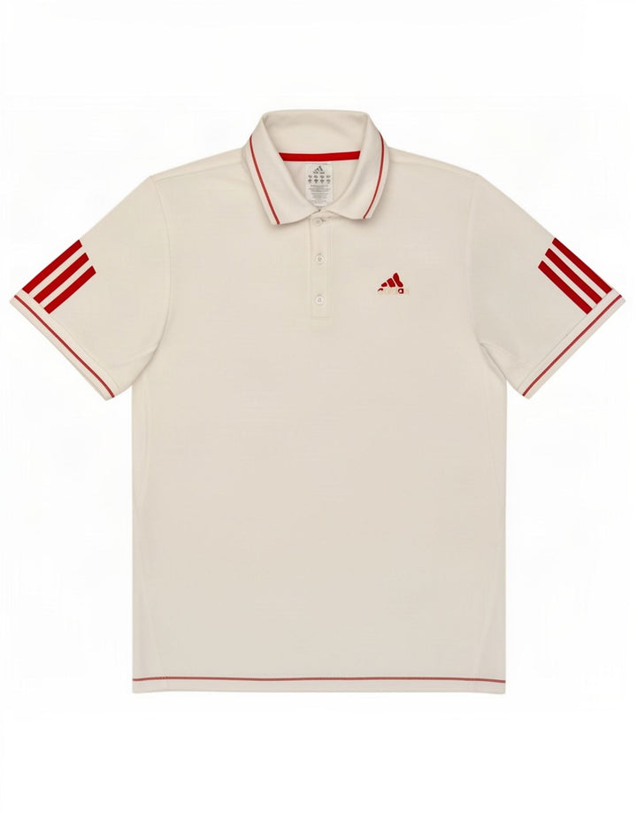 Adidas Mens Polo Shirt Medium White Polyester