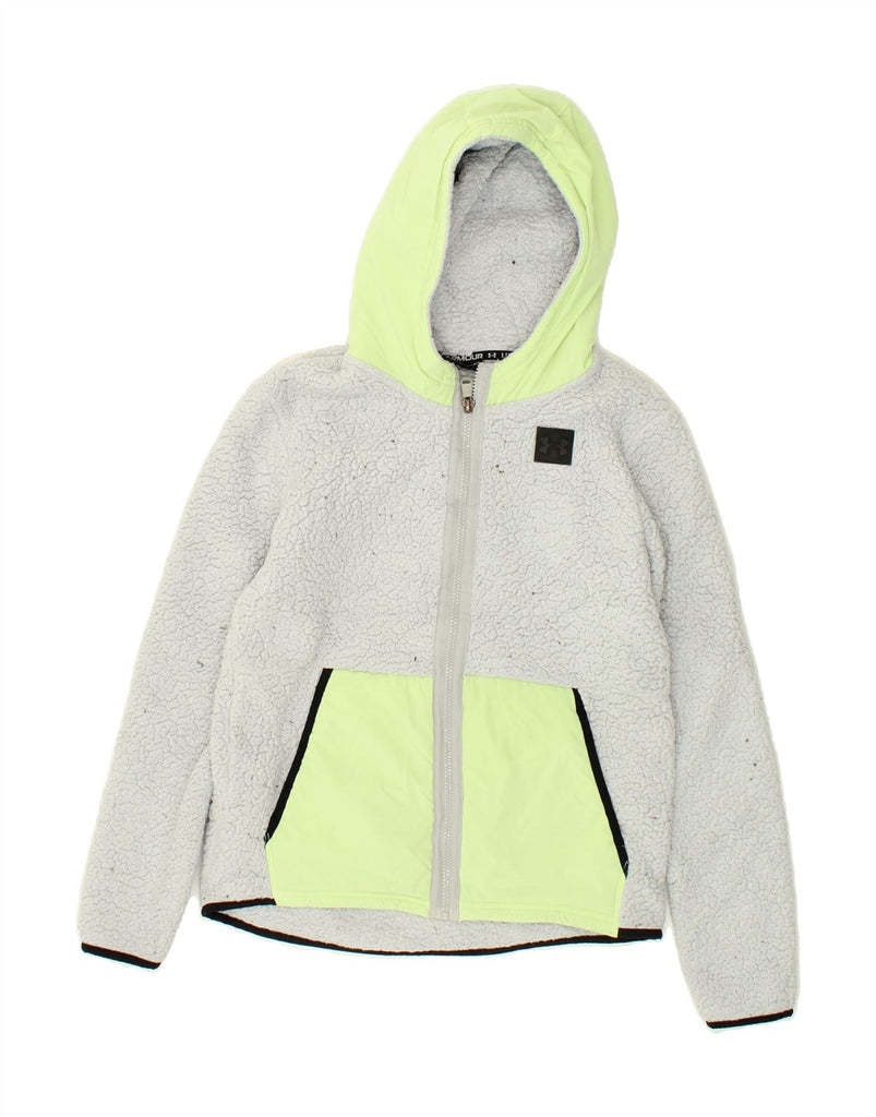 UNDER ARMOUR Boys Hooded Fleece Jacket 11-12 Years Large Grey Colourblock | Vintage Under Armour | Thrift | Second-Hand Under Armour | Used Clothing | Messina Hembry 