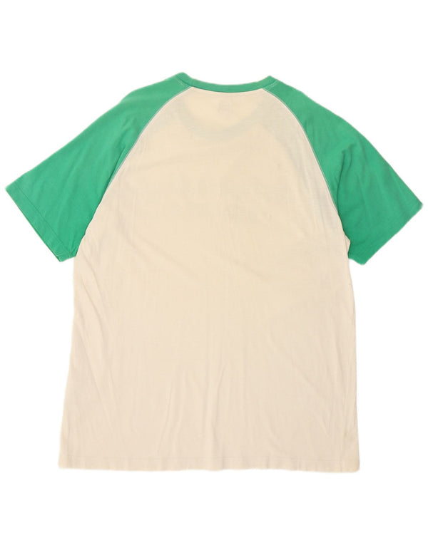 Adidas Mens Graphic T-Shirt Top Large Off White Colourblock Cotton