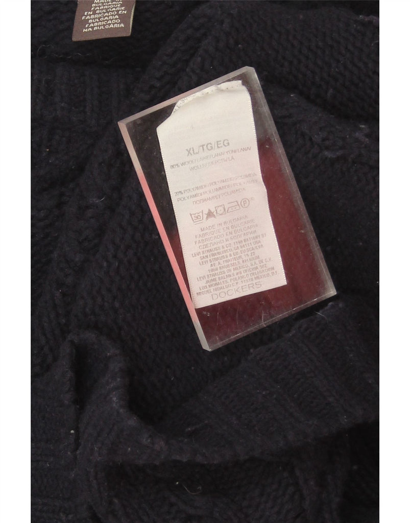 DOCKERS Mens Crew Neck Jumper Sweater XL Navy Blue Wool Vintage Dockers and Second-Hand Dockers from Messina Hembry 