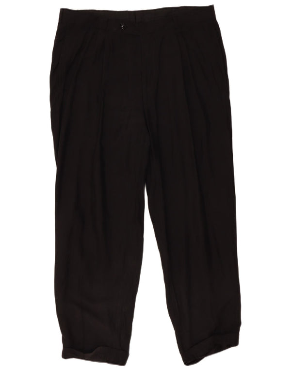 Hugo Boss Mens Pegged Suit Trousers EU 56 3XL W40 L31 Black Silk Classic