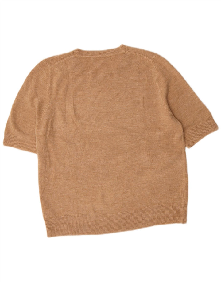 Marks & Spencer Womens Crew Neck Jumper Sweater UK 14 Large Beige