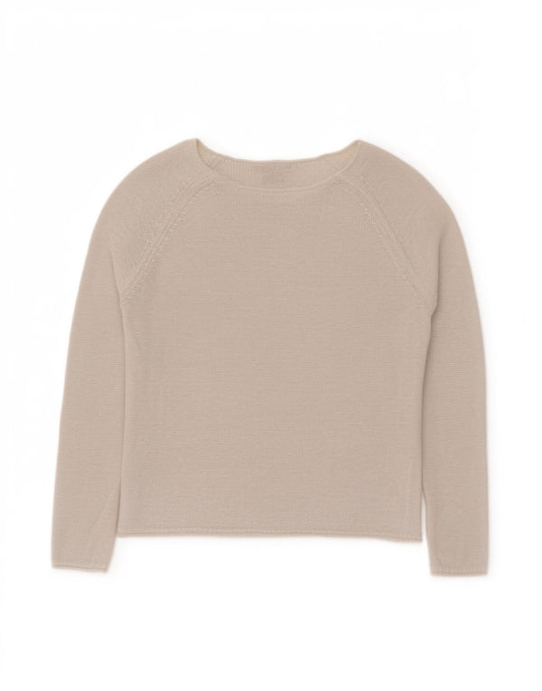 Tommy Hilfiger Womens Boat Neck Jumper Sweater UK 10 Small Off White Classi