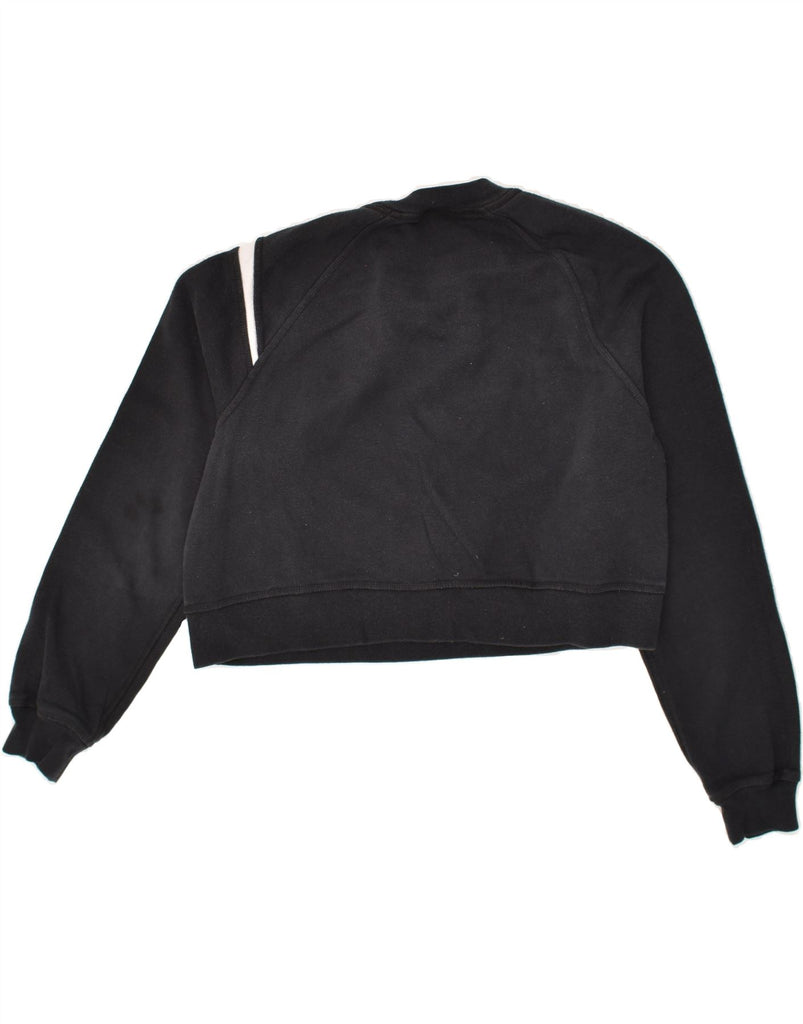 NIKE Womens Crop Graphic Sweatshirt Jumper UK 10 Small Black Cotton | Vintage Nike | Thrift | Second-Hand Nike | Used Clothing | Messina Hembry 