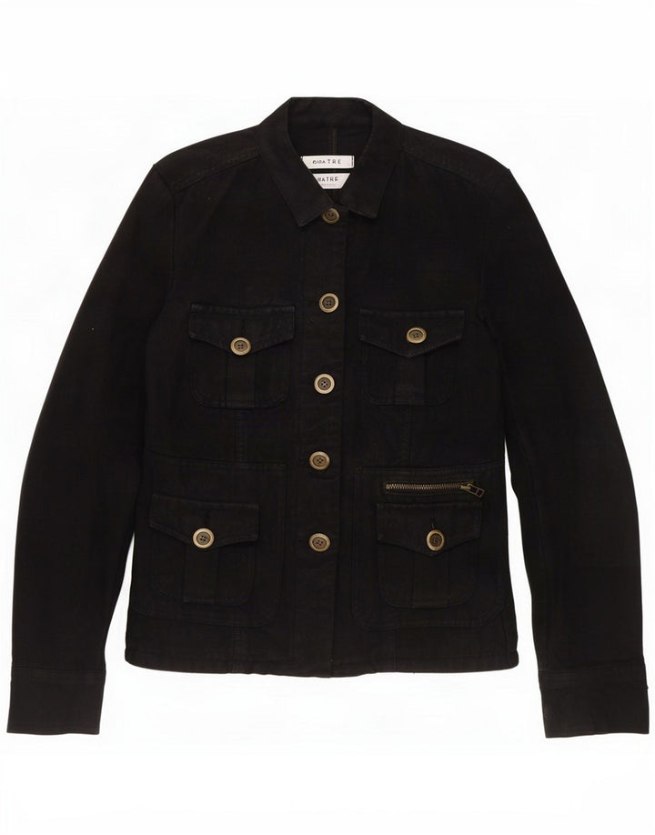 Zara Womens Trafaluc Utility Jacket UK 14 Medium Black Cotton