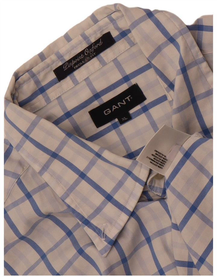 Gant Mens Regular Fit Shirt XL White Check Cotton