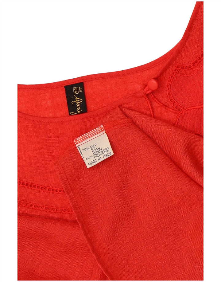 Mario Pucci Cecconi Womens Blouse Top IT 48 XL Red Linen