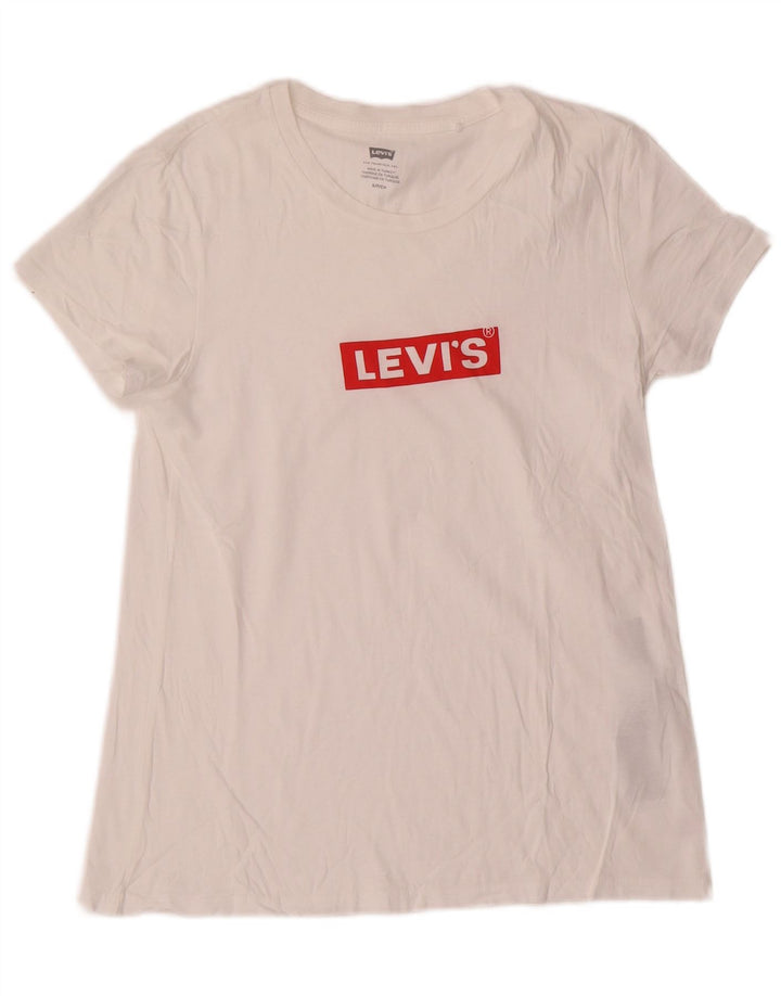 Levi's Womens Graphic T-Shirt Top UK 10 Small White Cotton