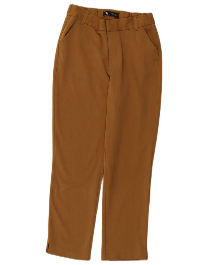 Zara Womens Cropped Trousers Small W26 L24 Brown