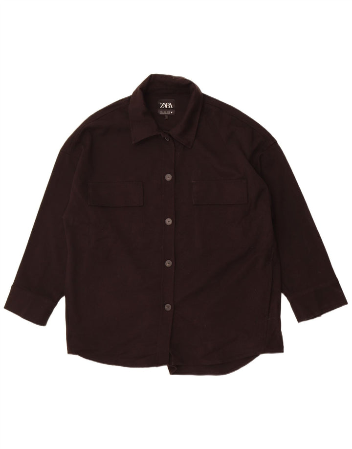 Zara Womens Oversized Bomber Jacket UK 16 Large Black Polyester