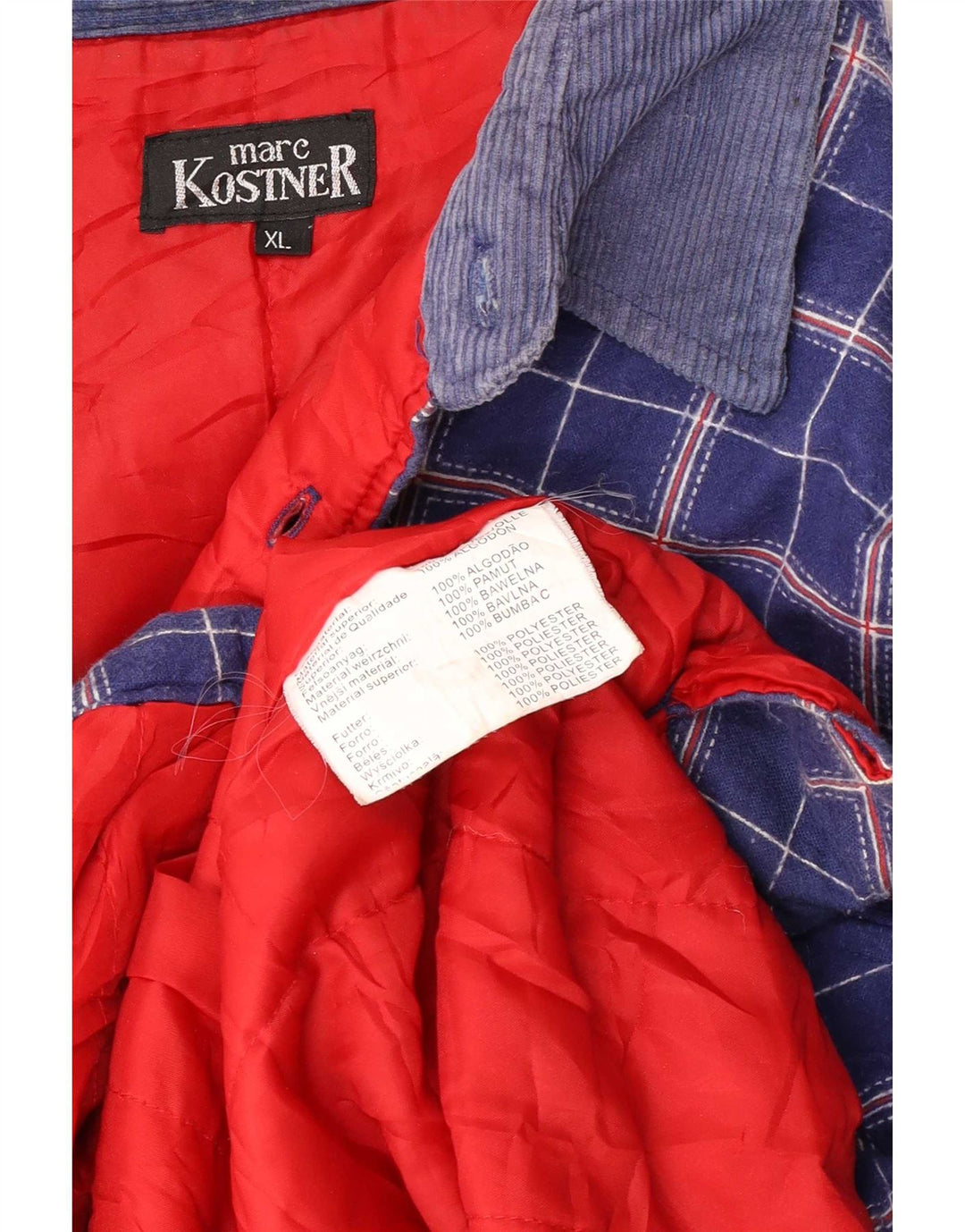 Marc Kostner Mens Lumberjack Flannel Shirt XL Blue Check Cotton