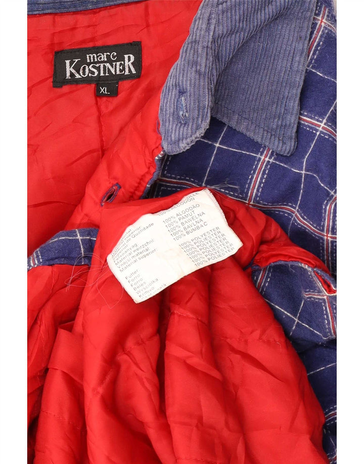 Marc Kostner Mens Lumberjack Flannel Shirt XL Blue Check Cotton