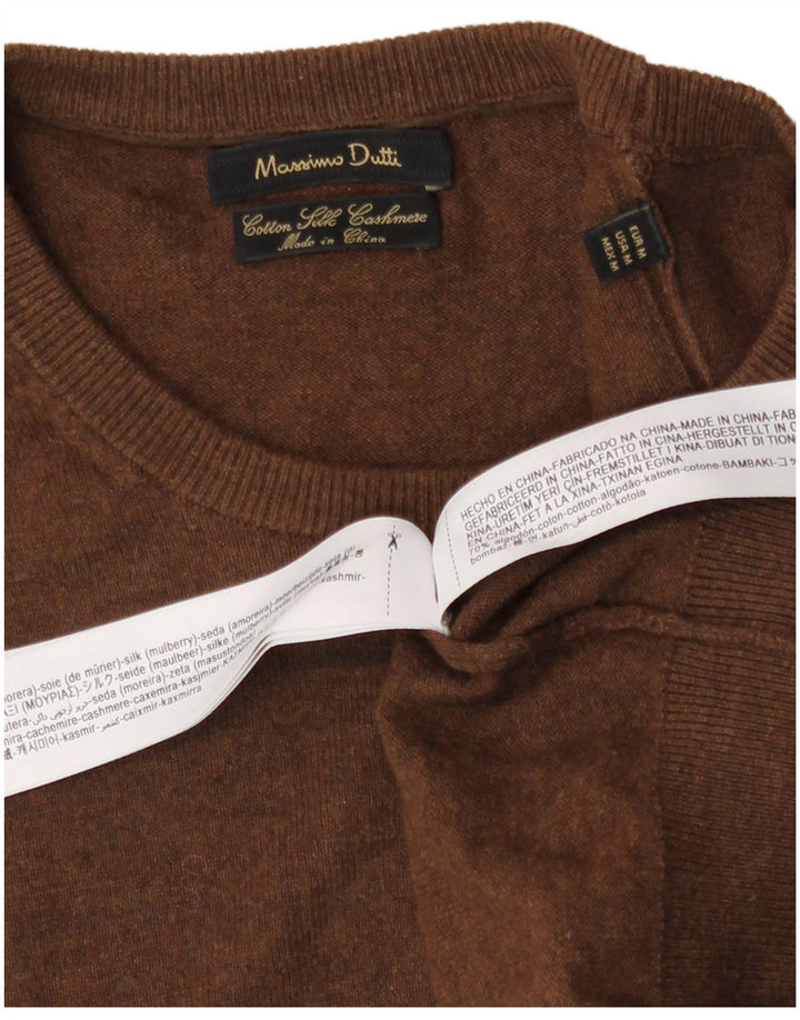 Massimo Dutti Mens Crew Neck Jumper Sweater Medium Brown Cotton