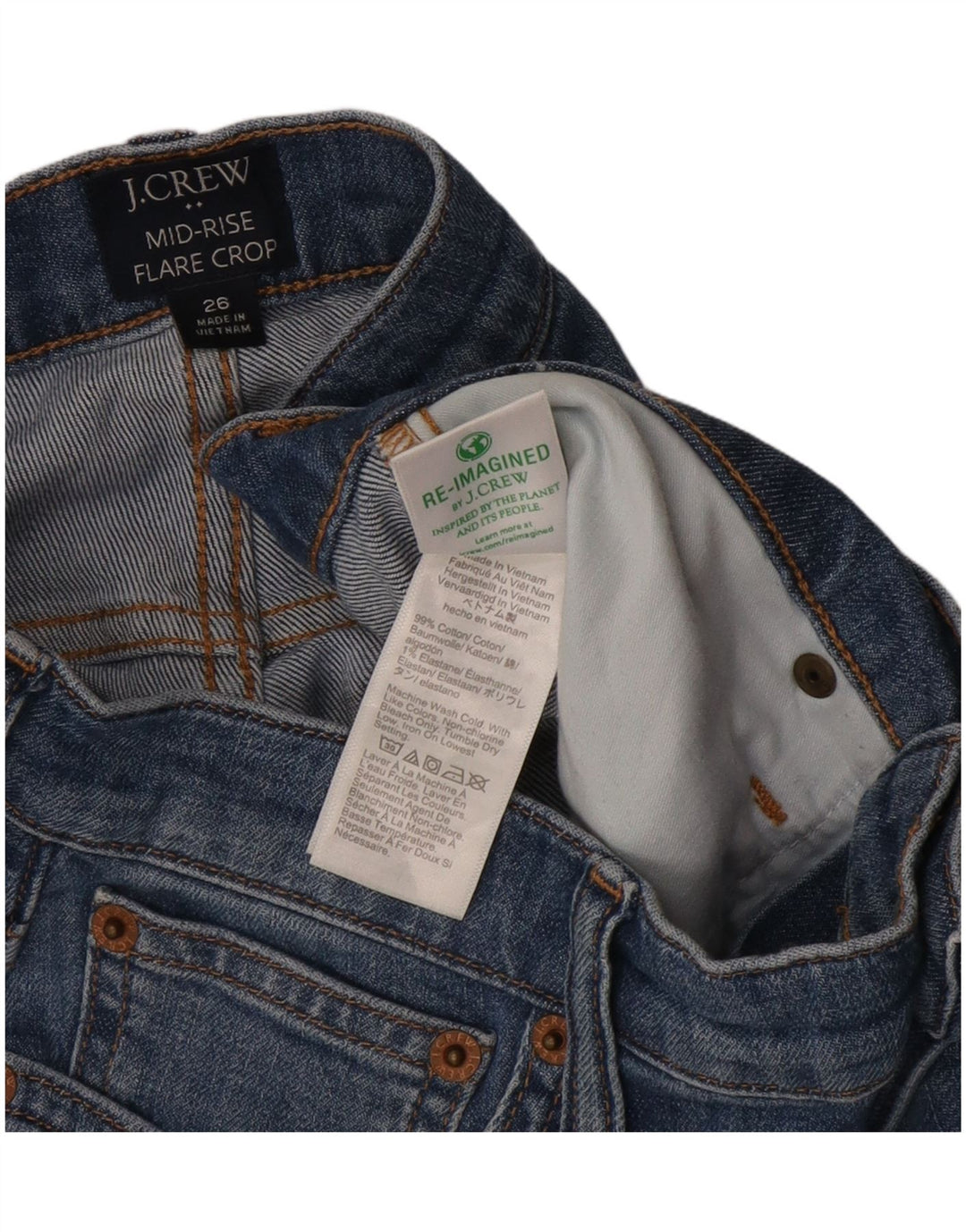 J. Crew Womens Mid Rise Crop Flared Jeans W26 L27 Blue Cotton