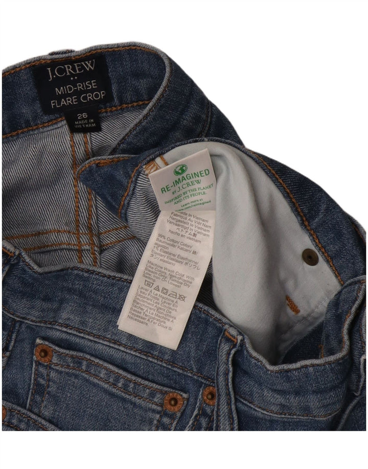 J. Crew Womens Mid Rise Crop Flared Jeans W26 L27 Blue Cotton